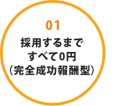 01 採用するまですべて0円（完全成功報酬型）